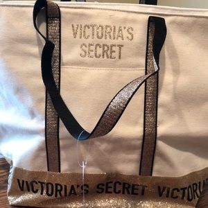 Victoria’s Secret Canvas Bag with Gold Glitter...